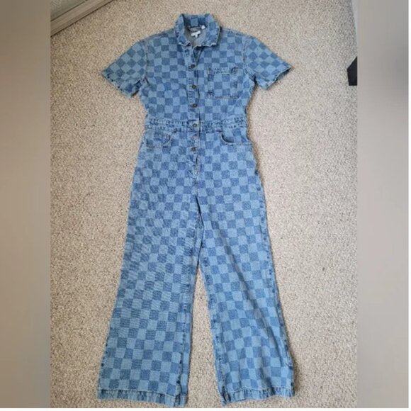 Anthropologie Ragged Jeans Denim Blue Washed Jumpsuit size L - Picture 4 of 7